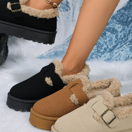 Round Toe Platform Fuzzy Boots