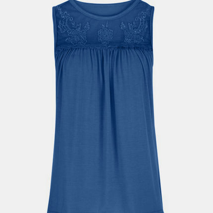 Lace Detail Round Neck Tank