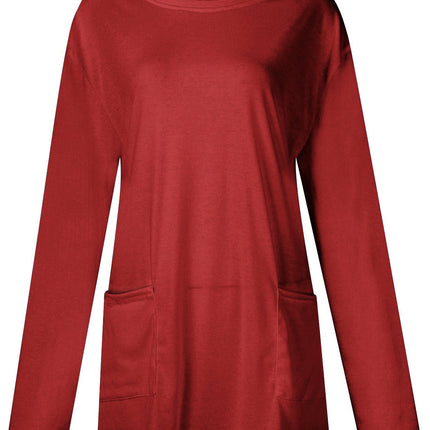 Full Size Pocketed Round Neck Long Sleeve T-Shirt