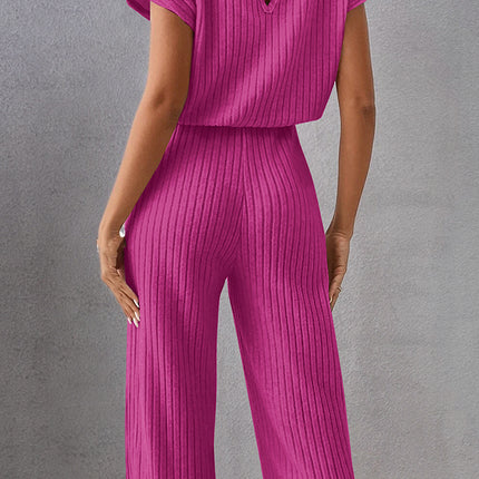 Round Neck Short Sleeve Jumpsuit