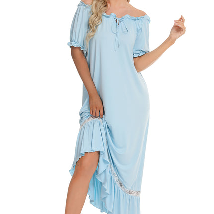 Lace Detail Short Sleeve Lounge Dress