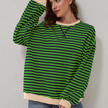 Contrast Striped Long Sleeve Sweatshirt