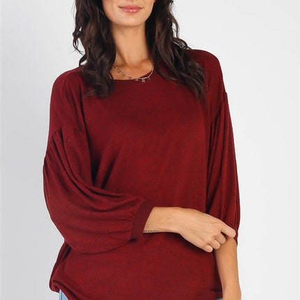 Cherish Apparel Drop Shoulder Puff Sleeve Top