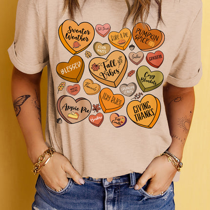 Heart Graphic Round Neck Short Sleeve T-Shirt