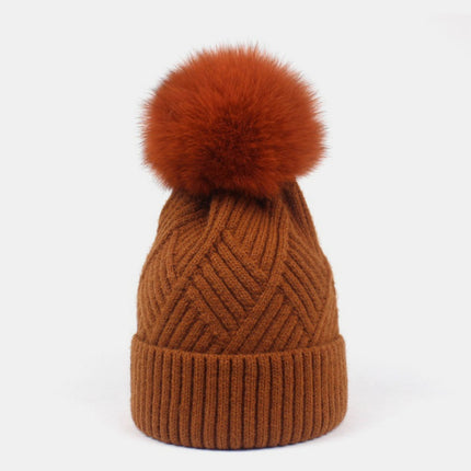 Thermal Knit Hat with Pompom