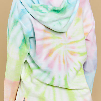 Drawstring Tie-Dye Long Sleeve Hoodie