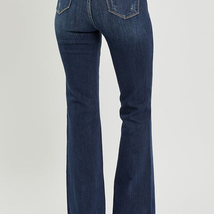 RISEN High Waist Raw Hem Flare Jeans