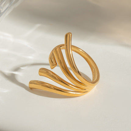 18K Gold-Plated Stainless Steel Irregular Open Ring