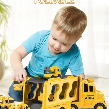 TEMI Diecast Carrier Truck Toys Cars Engineering  Vehicles  Excavator Bulldozer Truck Model Sets Kids Educational Boys For Toys