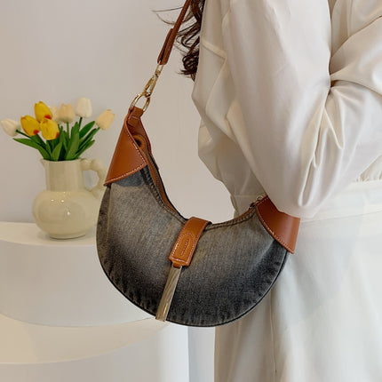 Contrast Denim Shoulder Bag