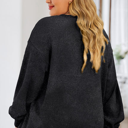 Plus Size Lucky Clover Dropped Shoulder Sweatshirt