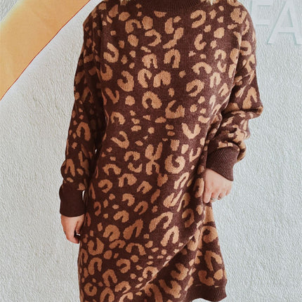 Leopard Round Neck Long Sleeve Sweater