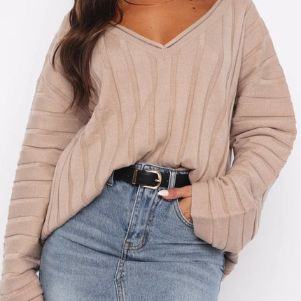 V-Neck Dropped Shoulder Sweater