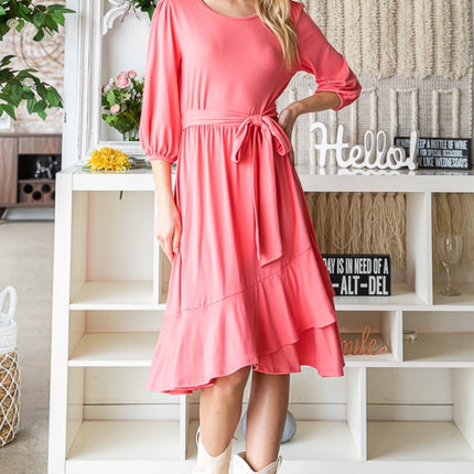 Reborn J Tie Front Ruffle Hem Dress