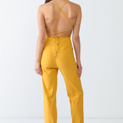 Doreli Group Backless Tied Spaghetti Strap Sleeveless Jumpsuit