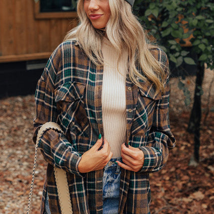 Plaid Collared Neck Button Up Jacket