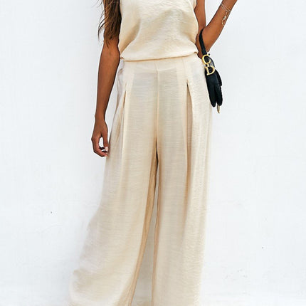 Spaghetti Strap Cami and Wide Leg Pants Set