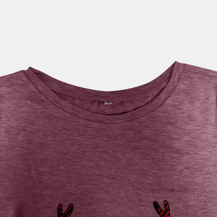 Full Size Reindeer Round Neck Long Sleeve T-Shirt