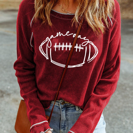 Football Round Neck Long Sleeve Sweatshirt