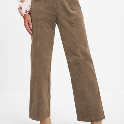 Half Elastic Waist Straight Pants