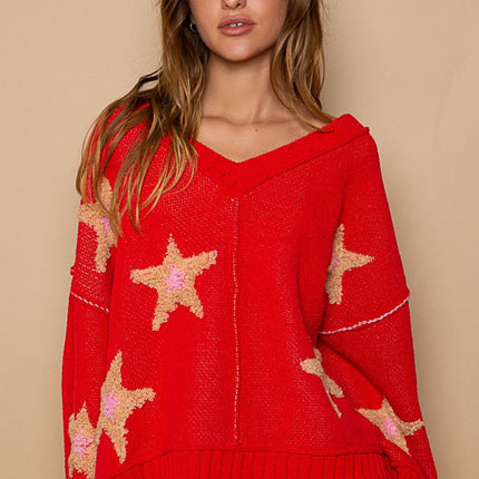 POL Long Sleeve Star Patch Sweater