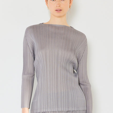 Marina West Swim Pleated Long Sleeve Boatneck Top