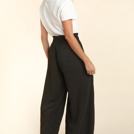 Haptics Elastic Waist Wide Leg Pants with Pockets