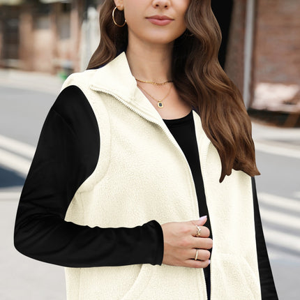 Zip Up Vest Coat with Pockets