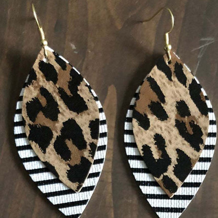 PU Leather Leaf Dangle Earrings