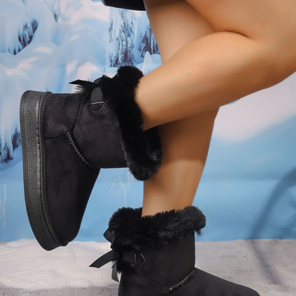 Faux Fur Suede Round Toe Boots