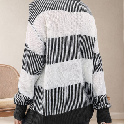 Striped Round Neck Long Sleeve Sweater