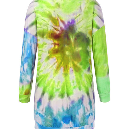 Full Size Tie-Dye Round Neck Long Sleeve Dress