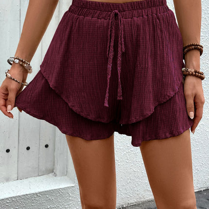 Tied Layered High Waist Shorts