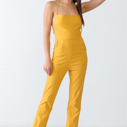 Doreli Group Backless Tied Spaghetti Strap Sleeveless Jumpsuit