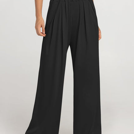 Elastic Waist Wide Leg Pants