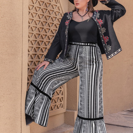 Plus Size Printed Wide Leg Pants