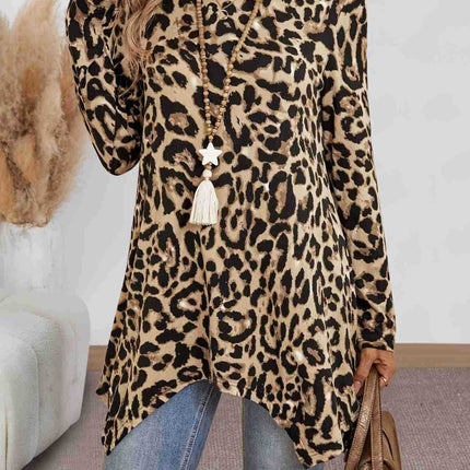 Leopard Round Neck Long Sleeve T-Shirt