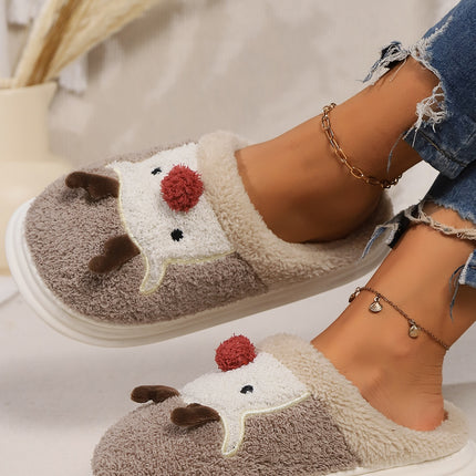 Elk Furry PVC Flat Slippers