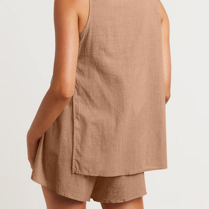 Full Size Button Up Top and Shorts Set