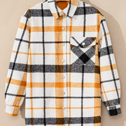 Plaid Snap Down Collared Neck Shacket