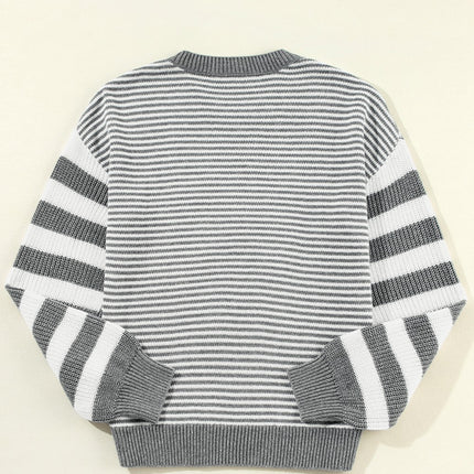 Striped Round Neck Long Sleeve Sweater