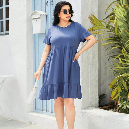 Plus Size Round Neck Short Sleeve Dress