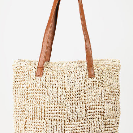 Fame Braided Faux Leather Strap Tote Bag