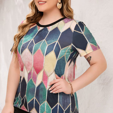 Plus Size Gradient Color Block Tee Shirt