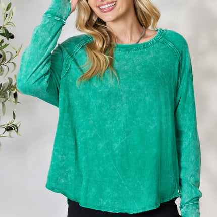 Zenana Round Neck Long Sleeve Top