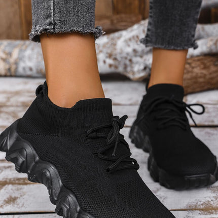 Mesh Lace-Up Round Toe Athletic