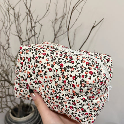 Floral Quilted Clutch with Plaid Lining