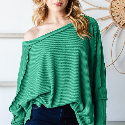 Reborn J Exposed Seam Lantern Sleeve Top