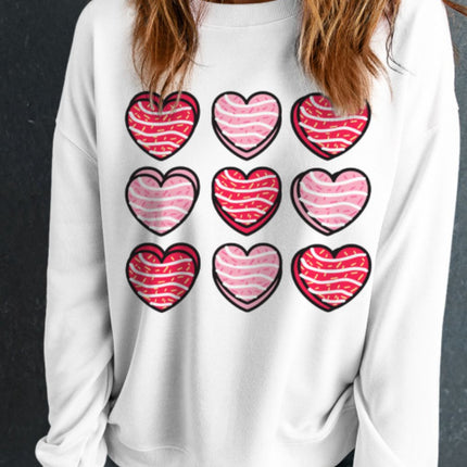 Valentine's Day Heart Round Neck Long Sleeve Sweatshirt