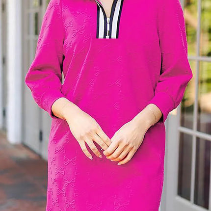 Texture Quarter Zip Long Sleeve Mini Dress - Vickie Lynn's